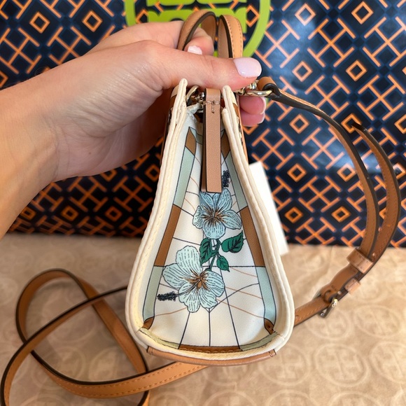 Tory Burch Ella Printed Nylon Mini Tote Bag Crossbody French Cream Floral - Picture 2 of 10